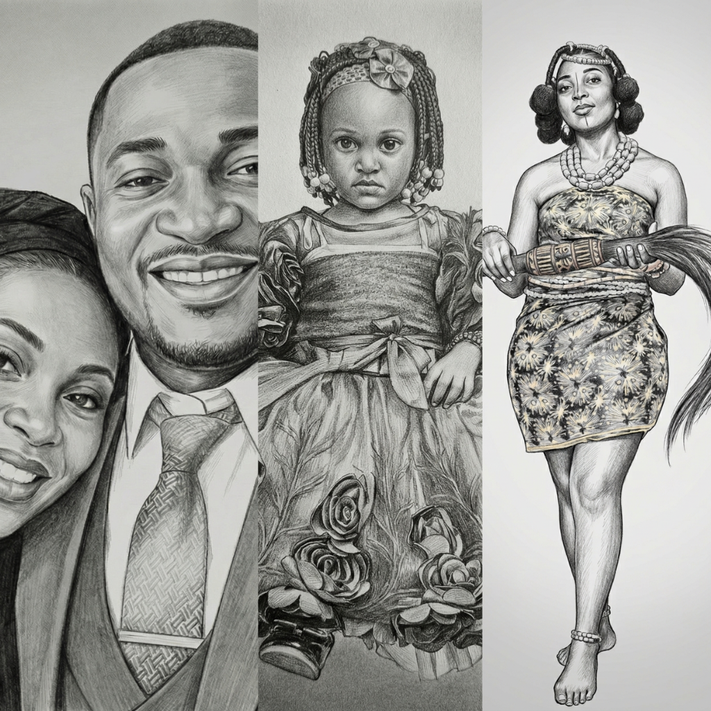 Professional portrait drawing showcase